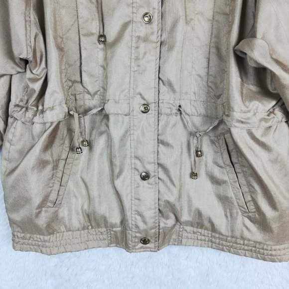 Outbrook Womens Jacket Windbreaker Gold Lightweight Snap Front Collared Plus 1X - Picture 9 of 13